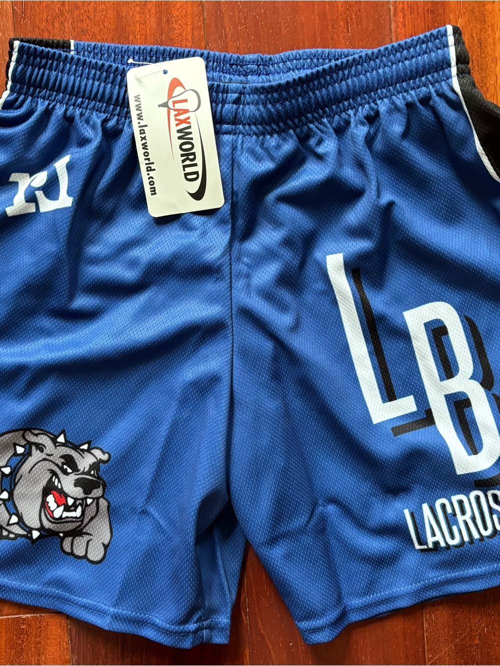Laxworld Kids LB Lacrosse Blue & Black Athletic Mesh Shorts - Junior S